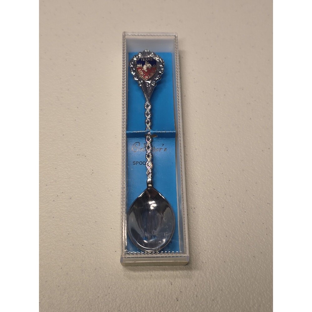 Vintage Texas Lone Star State Collectible Silver Tone Souvenir Spoon